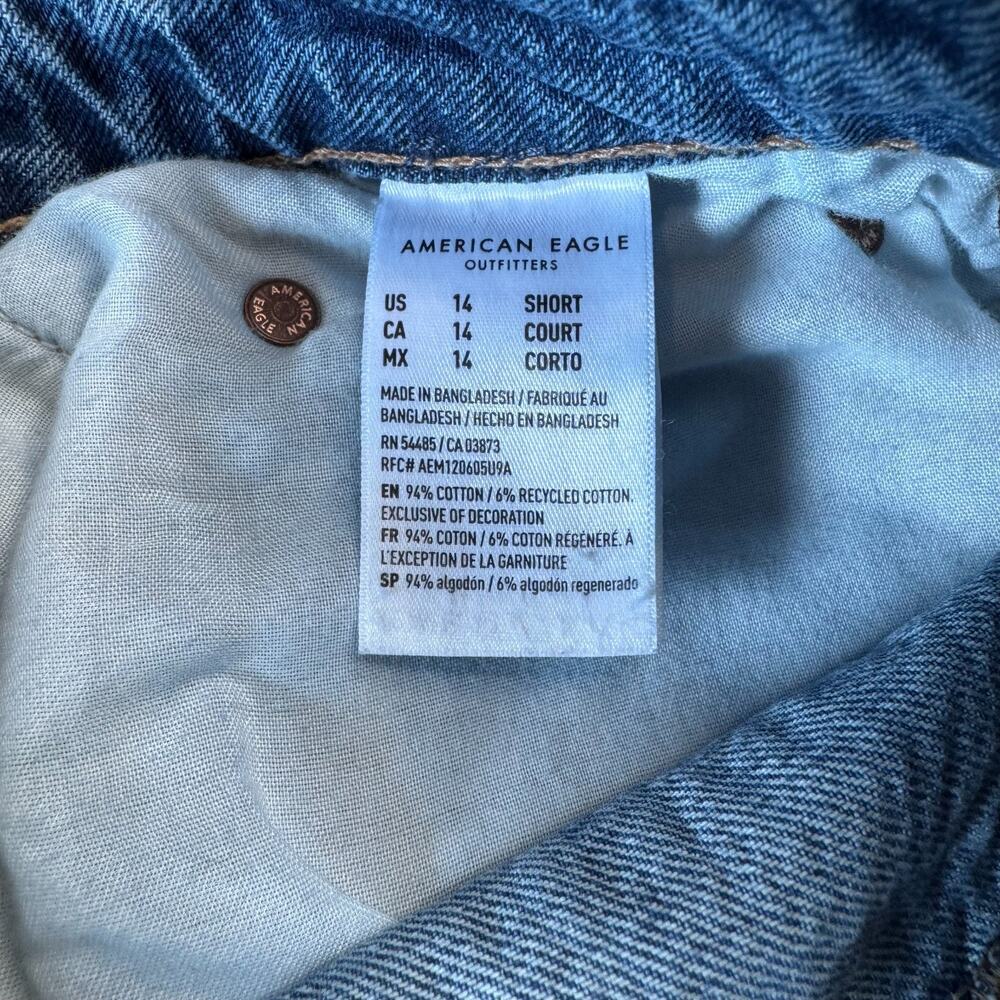 American Eagle Jeans Women 14S High Rise Baggy Wide Leg Button Fly Distressed - Picture 8 of 9